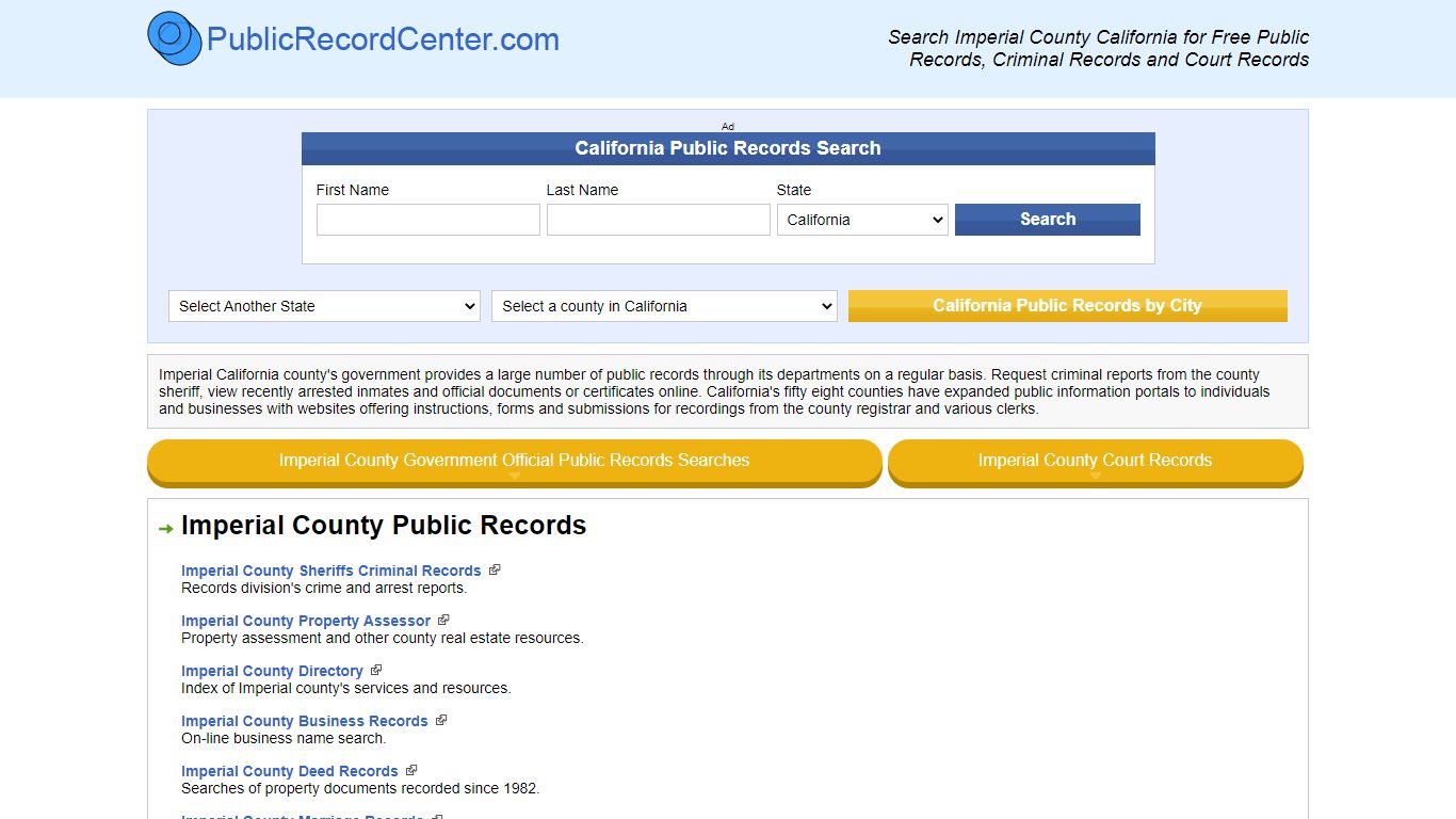 Imperial County California Free Public Records - Court ...